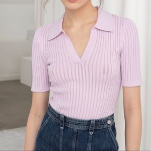 & other stories ribbed polo sweater